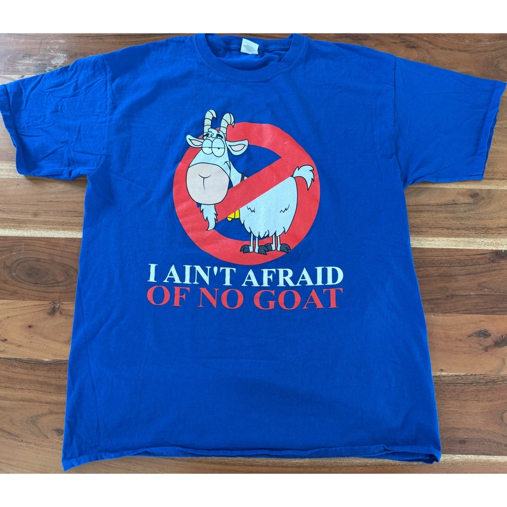 Chicago Cubs I Ain't Afraid of No Goat Blue Graphic T-Shirt Mens XL Parody
